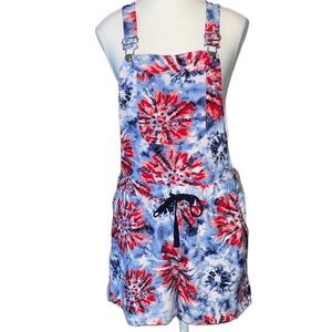 No Boundaries Tie Dye Overall Shorts
